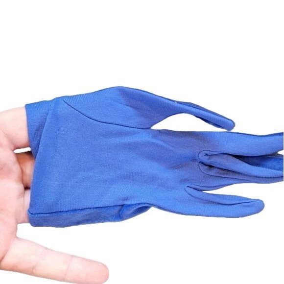 Beautiful Colbat Blue Velvet and Gold Accent Clutch Purse with Matching Gloves - Picture 12 of 16